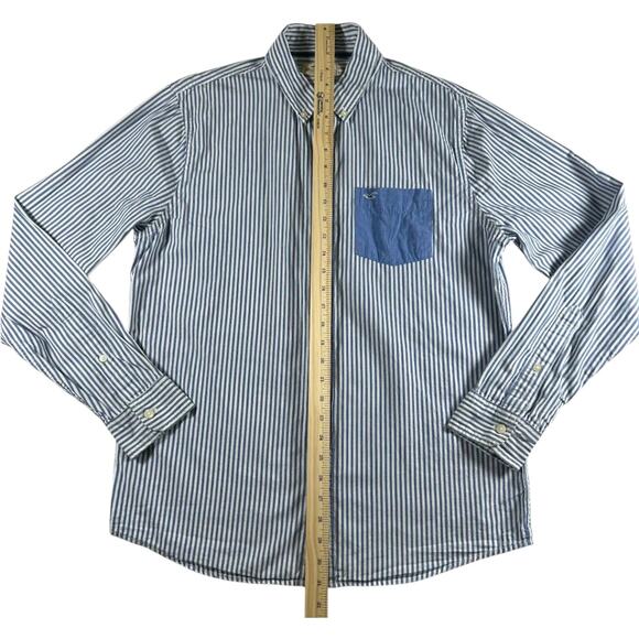 Hollister - Blue Striped Men's Long Sleeve Button Up Shirt - Size: Large - Picture 4 of 9
